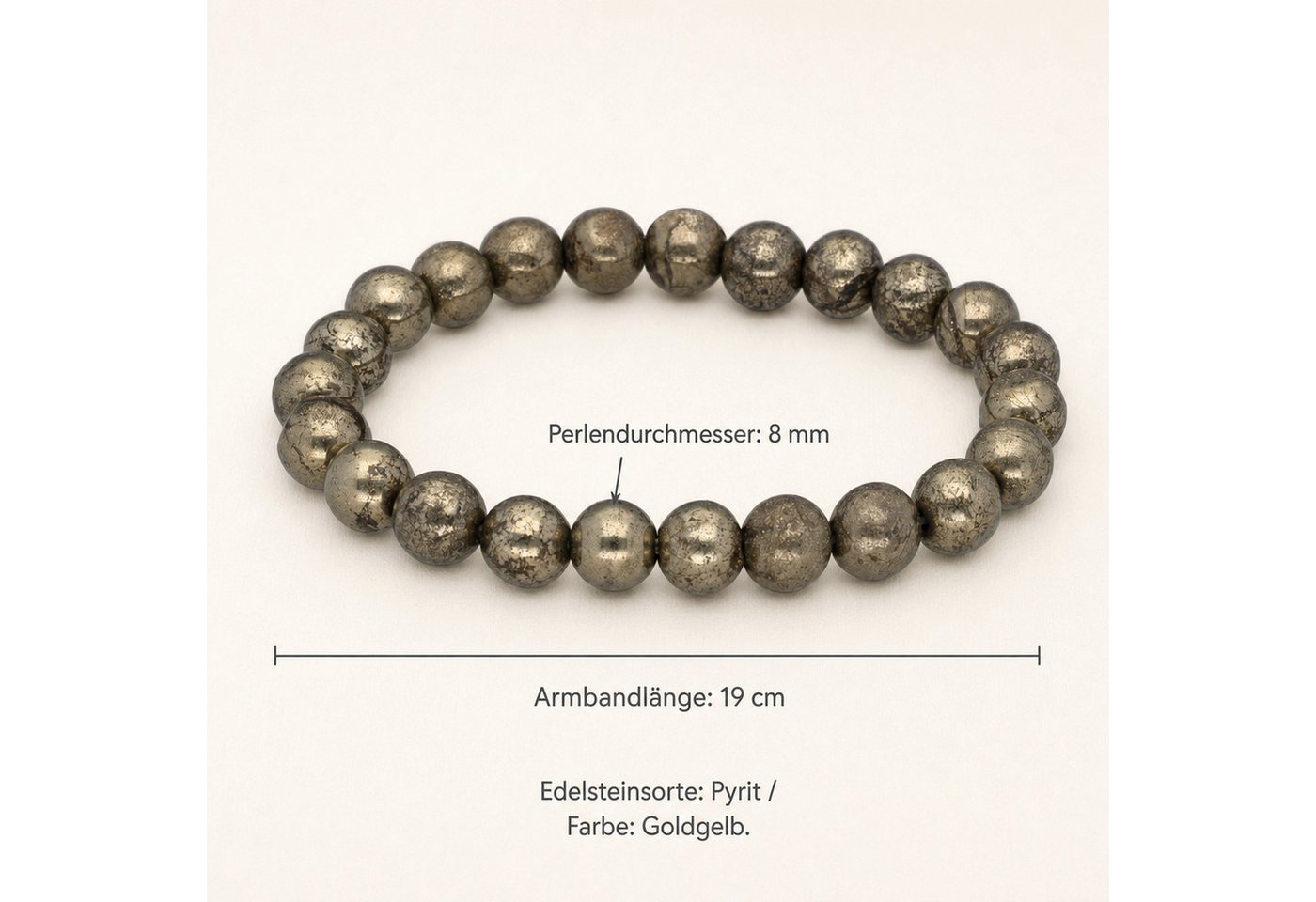 Lebensquelle Plus Armband Pyrit Kugelarmband, 8 mm – Bild 3 von 5