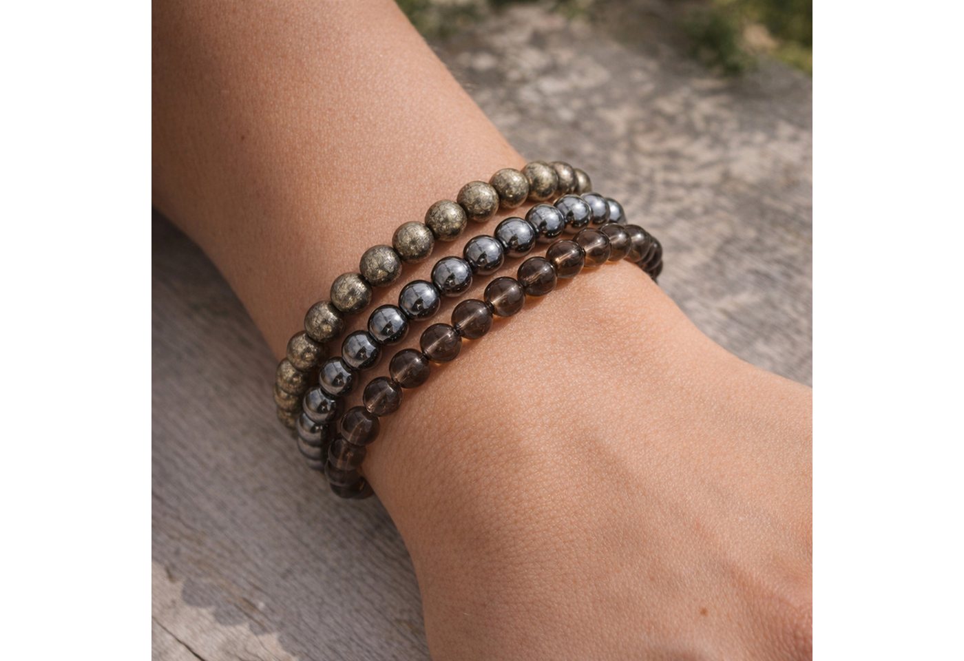 Lebensquelle Plus Armband Pyrit Kugelarmband, 8 mm – Bild 5 von 5