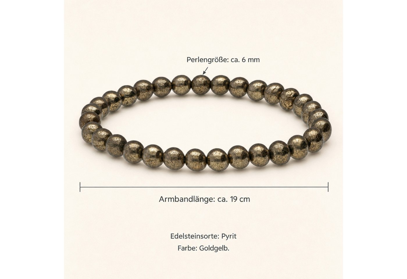 Lebensquelle Plus Armband Pyrit Kugelarmband, 6 mm – Bild 3 von 5