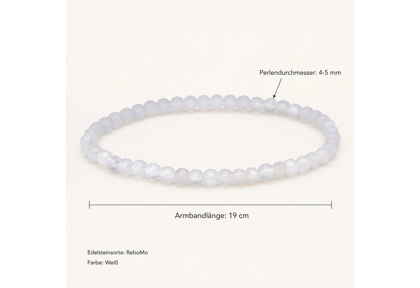 Lebensquelle Plus Armband Regenbogen-Mondstein Mini-Kugelarmband, 4 mm – Bild 3 von 5