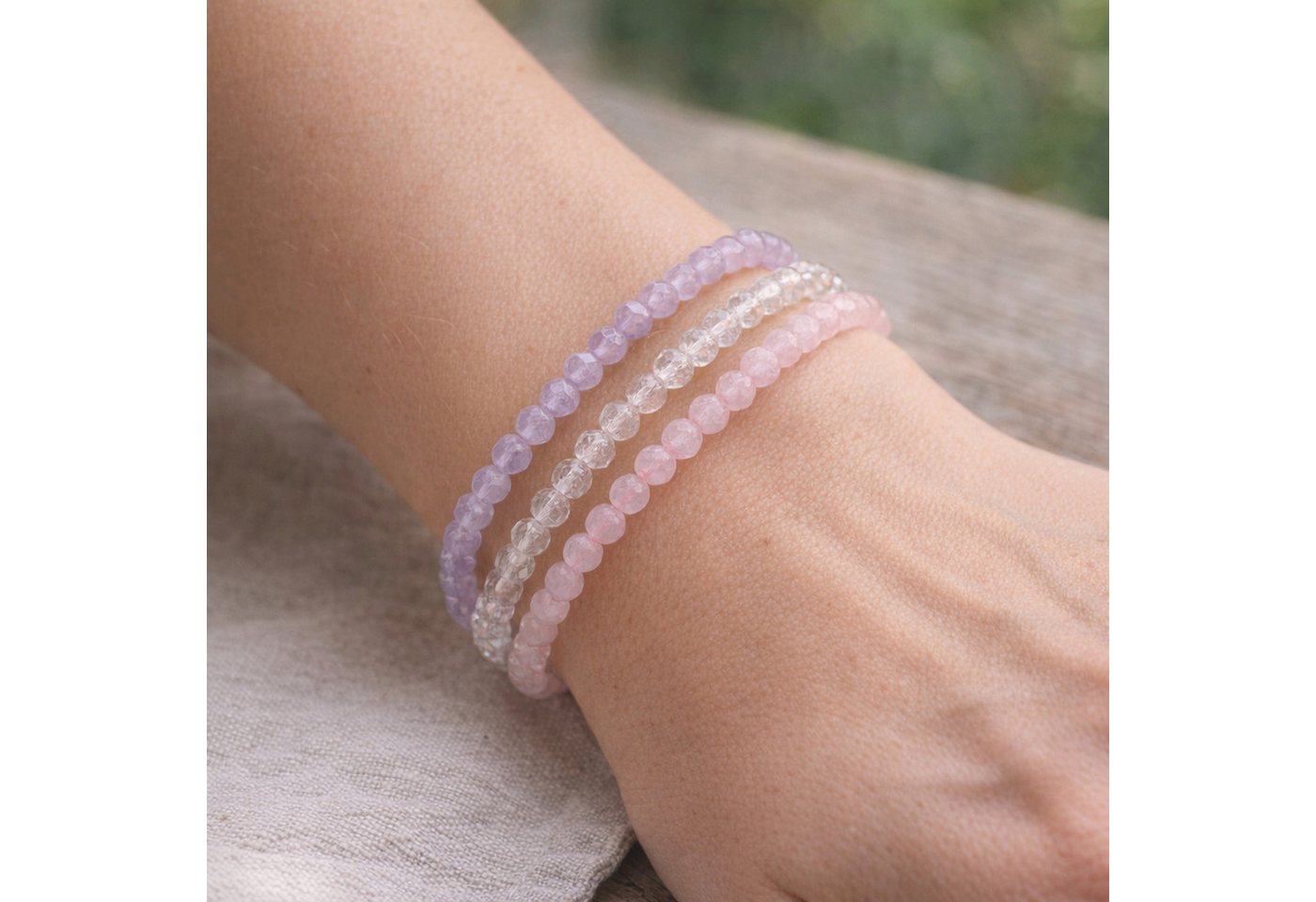 Lebensquelle Plus Armband Rosenquarz, facettiertes Armband, 4 mm – Bild 2 von 5