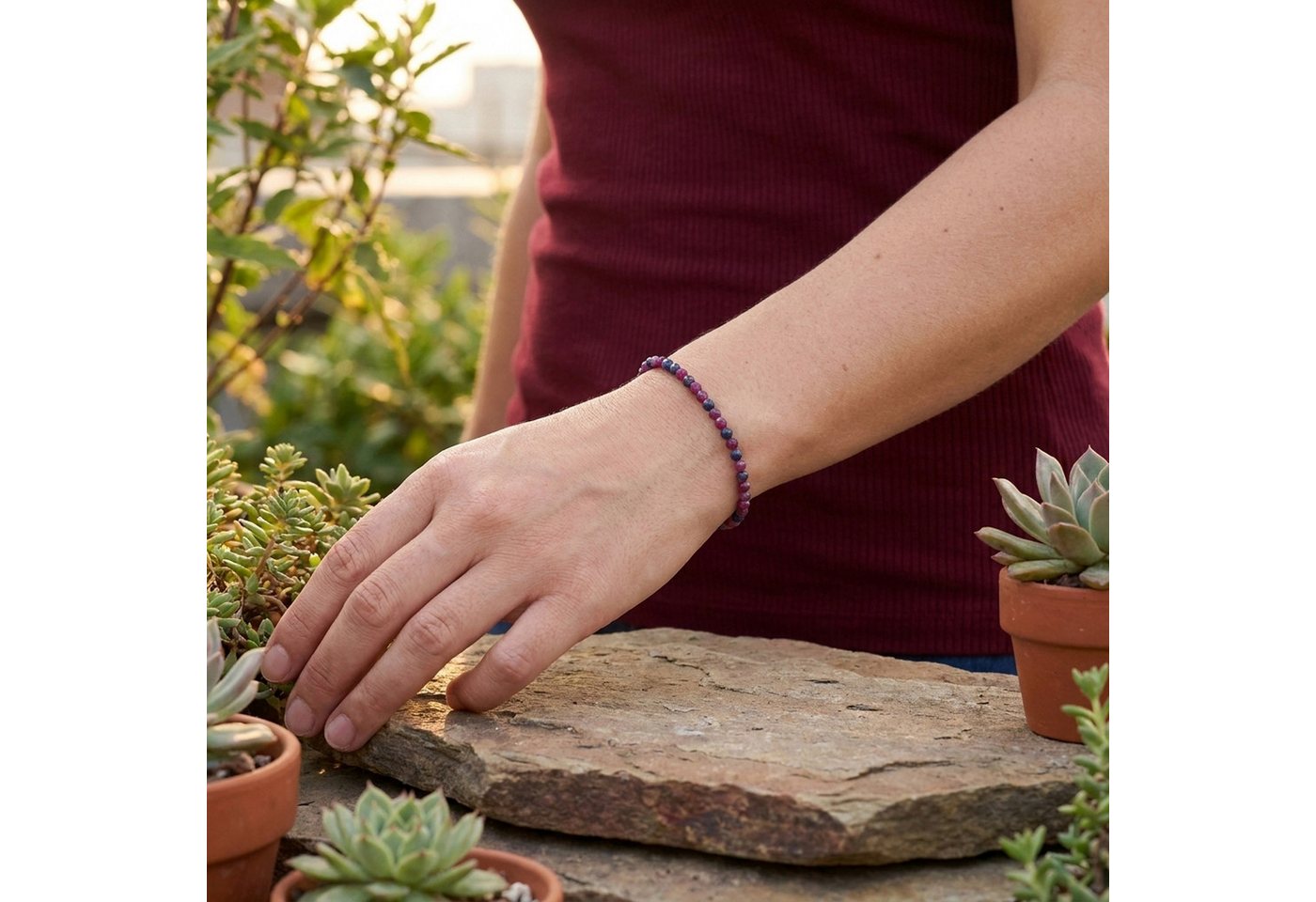 Lebensquelle Plus Armband Rubin-Saphir, facettiertes Armband, 4 mm – Bild 2 von 2