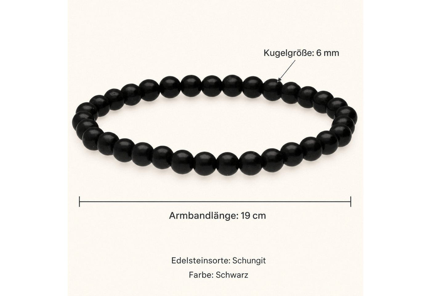 Lebensquelle Plus Armband Schungit Kugelarmband, 6 mm – Bild 3 von 5