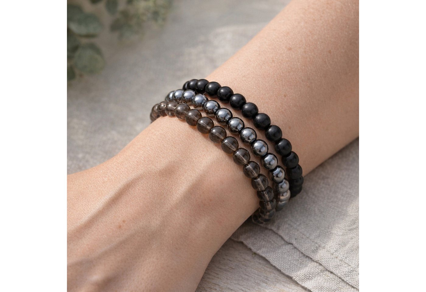 Lebensquelle Plus Armband Schungit Kugelarmband, 6 mm – Bild 5 von 5