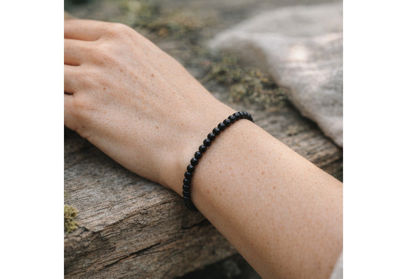 Lebensquelle Plus Armband Turmalin, schwarz (Schörl) Mini-Kugelarmband, 4 mm – Bild 2 von 5