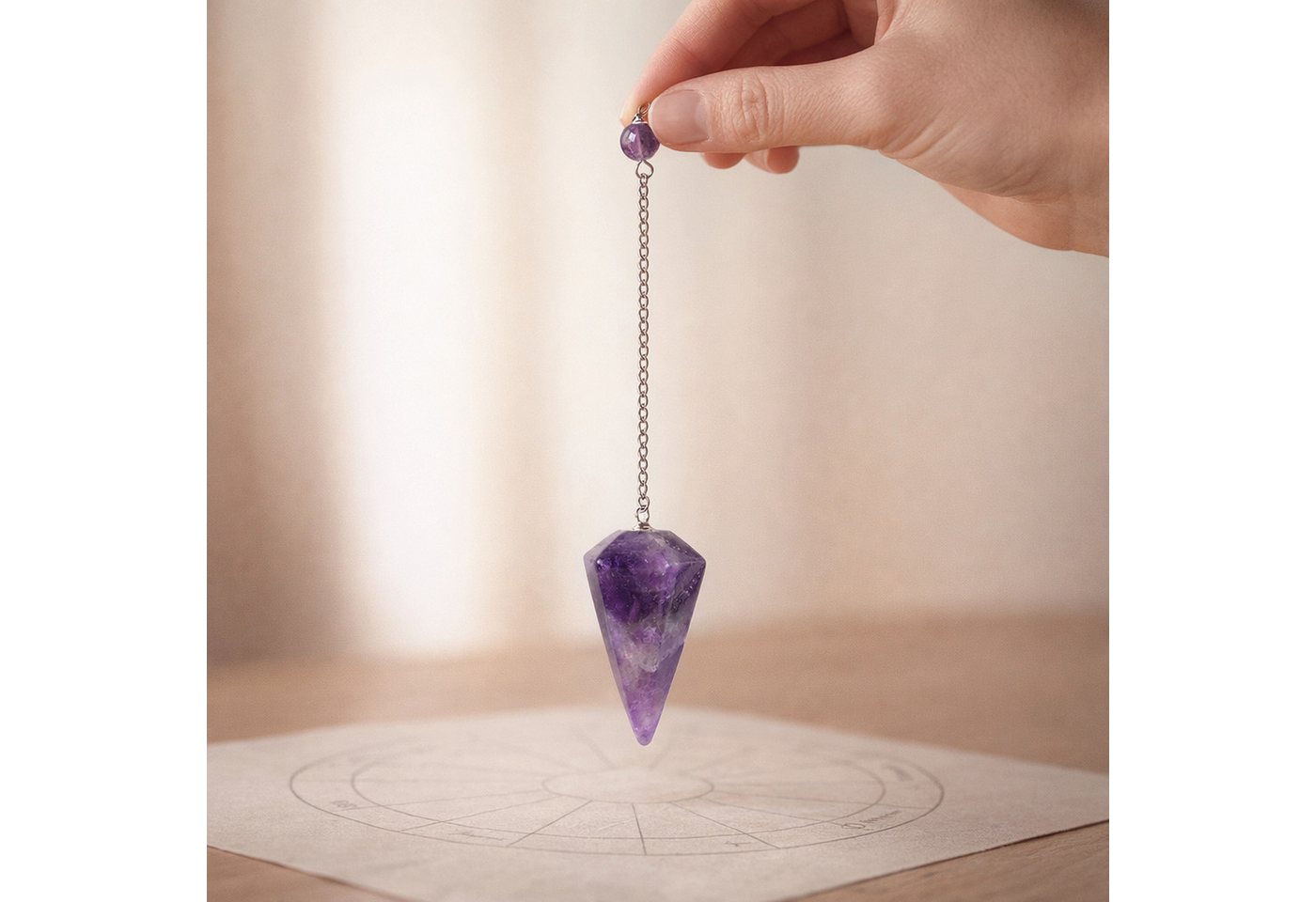 Lebensquelle Plus Edelstein Amethyst Pendel, geschliffen facettiert – Bild 2 von 4