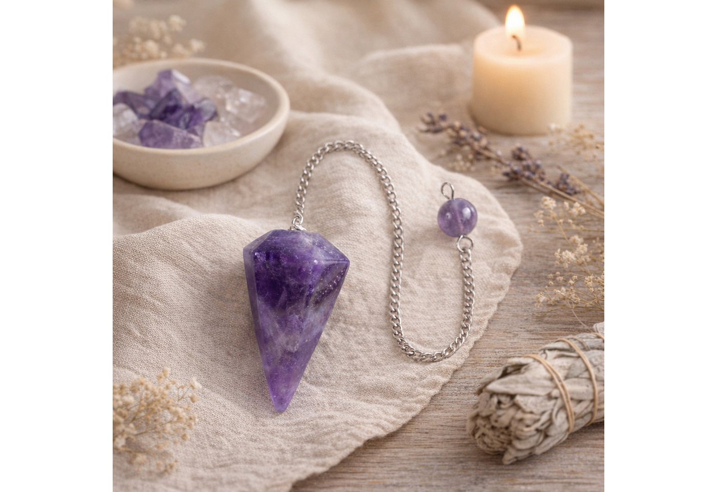 Lebensquelle Plus Edelstein Amethyst Pendel, geschliffen facettiert – Bild 3 von 4
