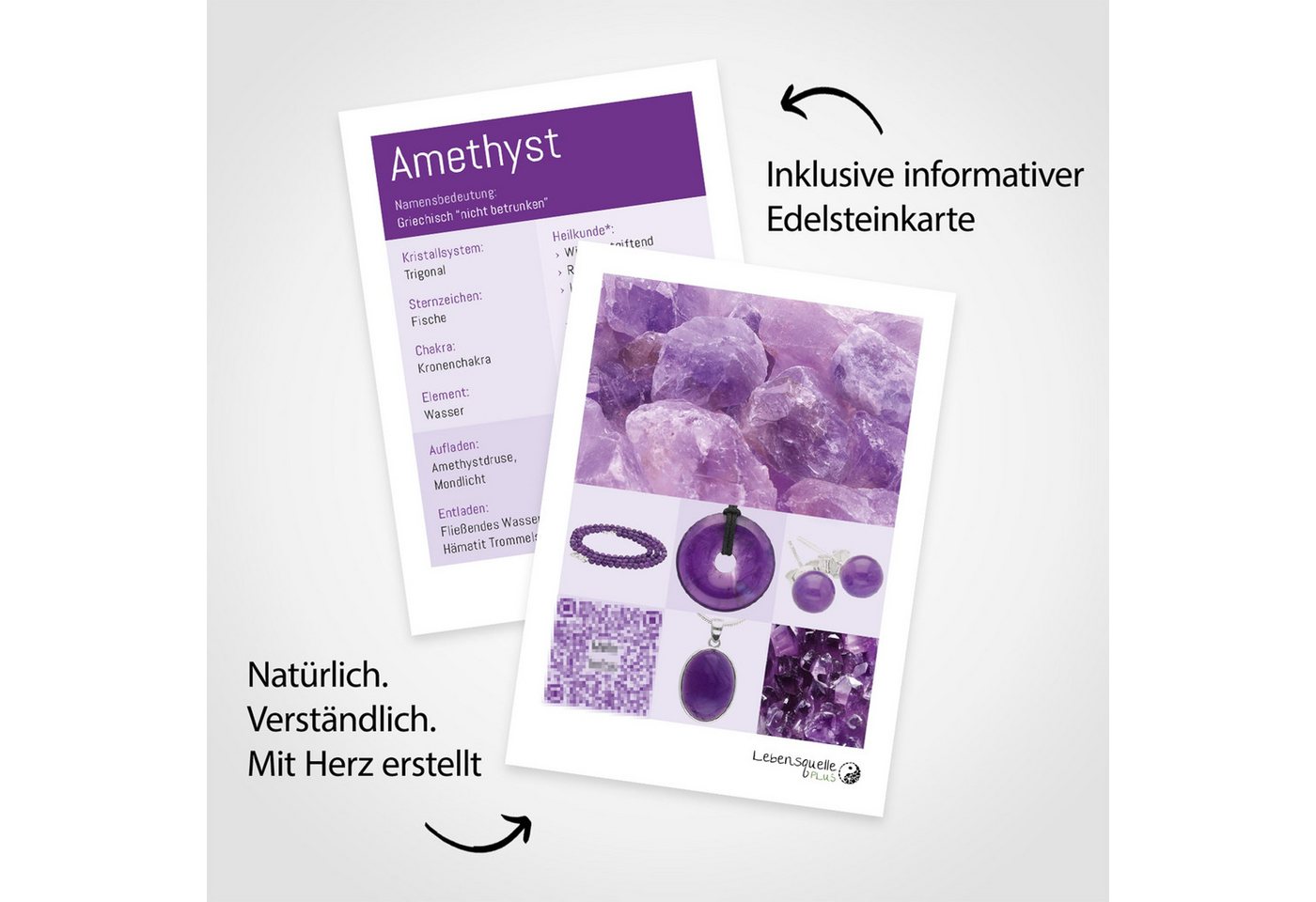 Lebensquelle Plus Edelstein Amethyst Trommelstein – Bild 3 von 4