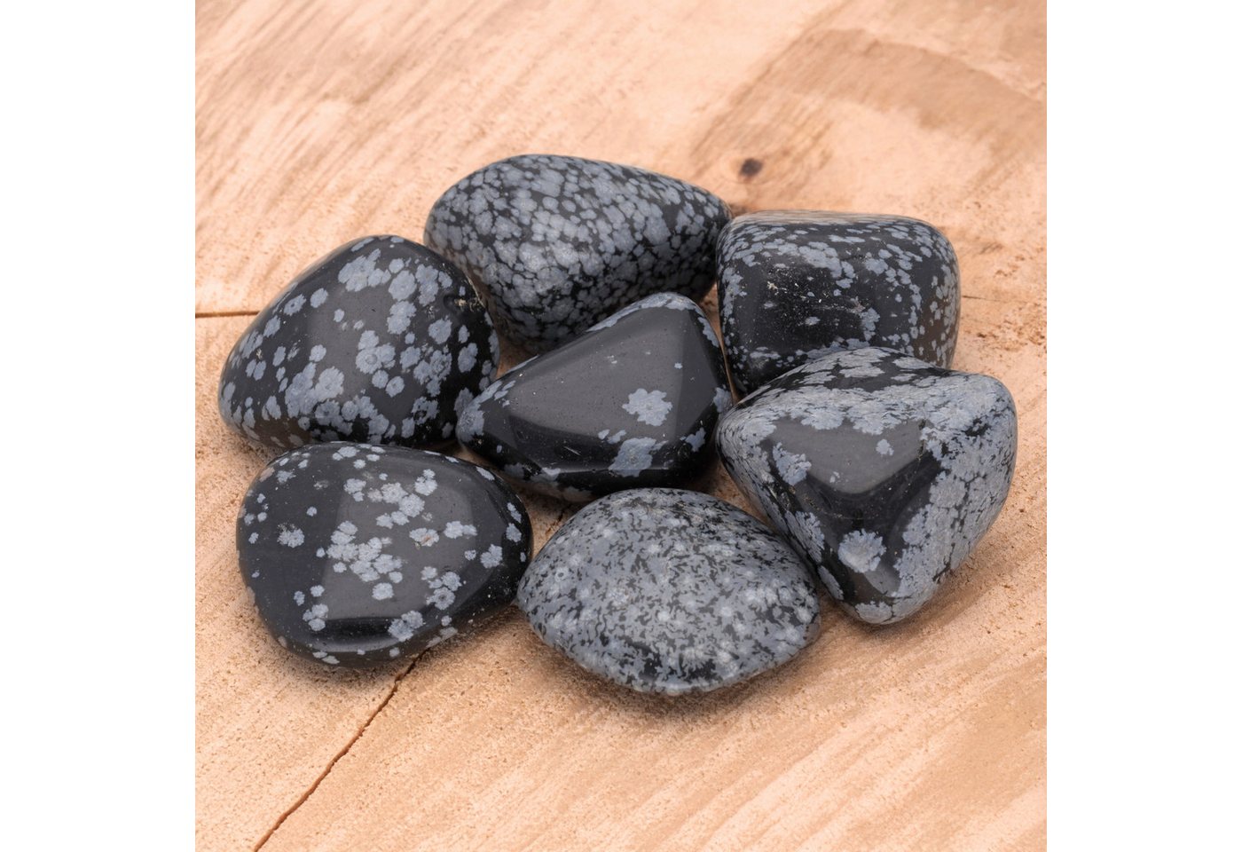 Lebensquelle Plus Edelstein Schneeflockenobsidian Trommelstein – Bild 2 von 3