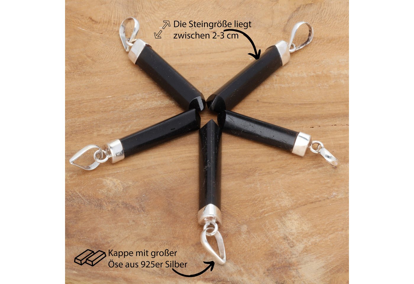 Lebensquelle Plus Edelstein Turmalin, schwarz (Schörl) polierte Spitze, 2-3 cm – Bild 3 von 4