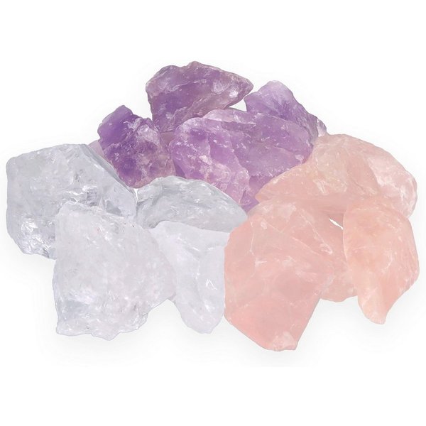 Lebensquelle Plus Edelstein Wassersteine Premium Grundmischung, Bergkristall + Rosenquarz + Ameth
