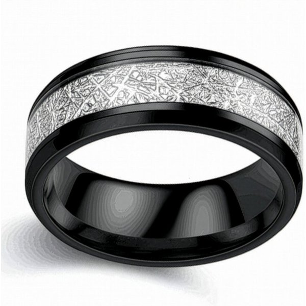Lebensquelle Plus Fingerring Edelstahl Ring schwarz – Geometric Circle Partnerring im Vintage-Stil
