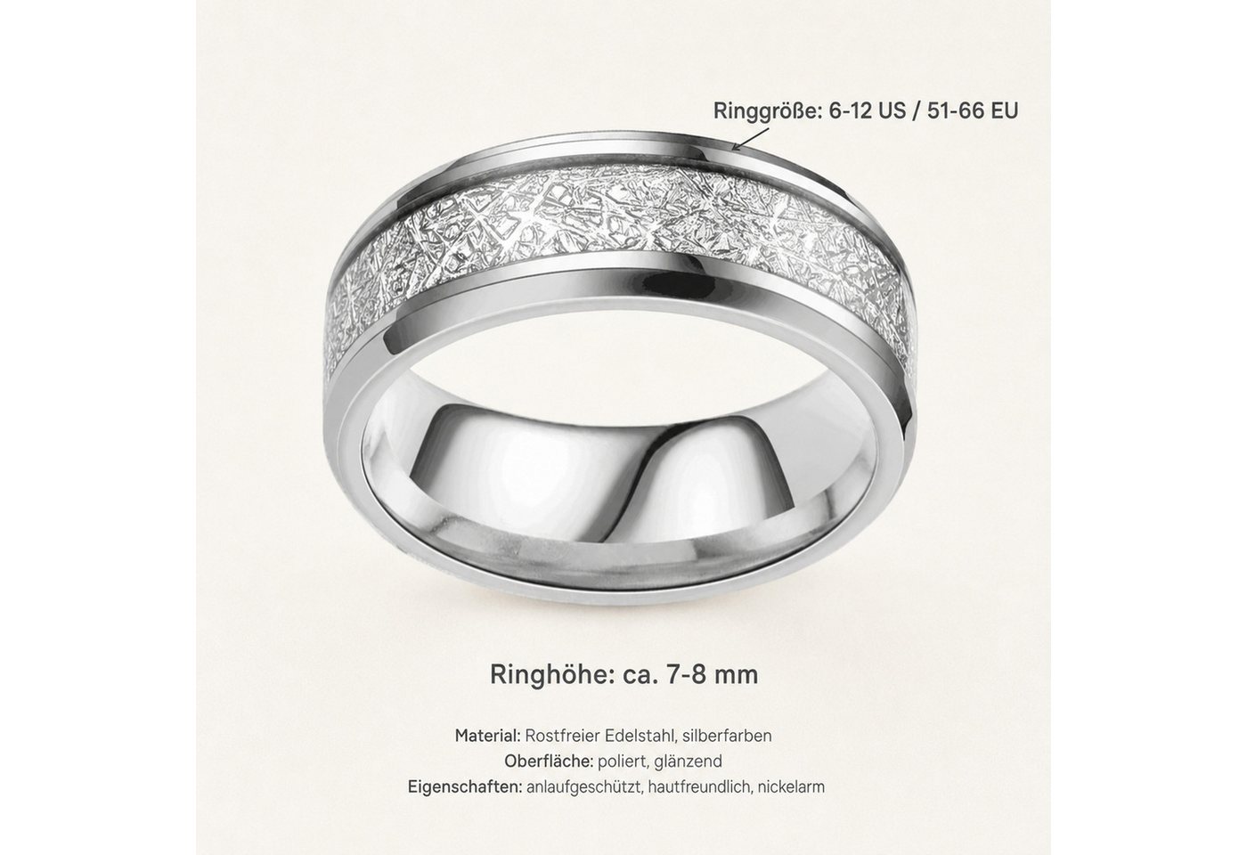 Lebensquelle Plus Fingerring Edelstahl Ring Silber – Schlichter Unisex Ring, poliert – Bild 3 von 5