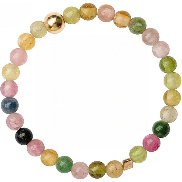 Lebensquelle Plus Fingerring Regenbogen Turmalin Ring mit goldener Kugel – Perlenring