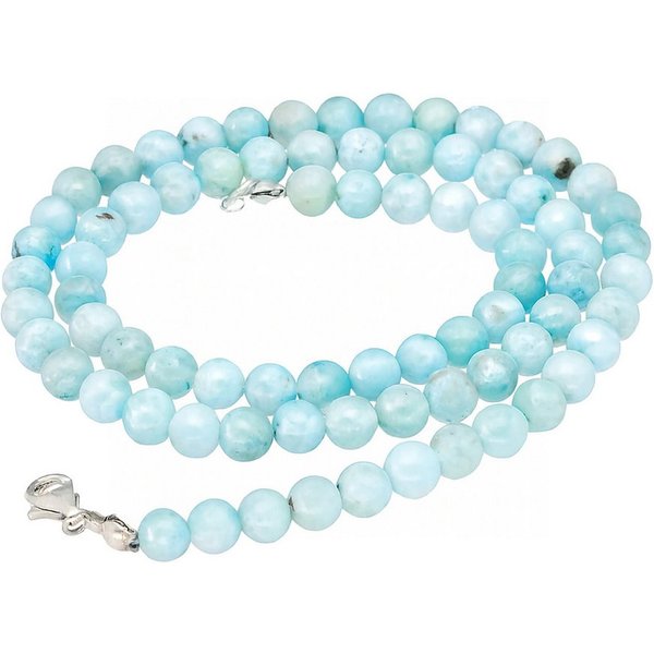Lebensquelle Plus Kette ohne Anhänger Larimar Kugelkette, Ø 6 mm mit Verschluss, 45 cm