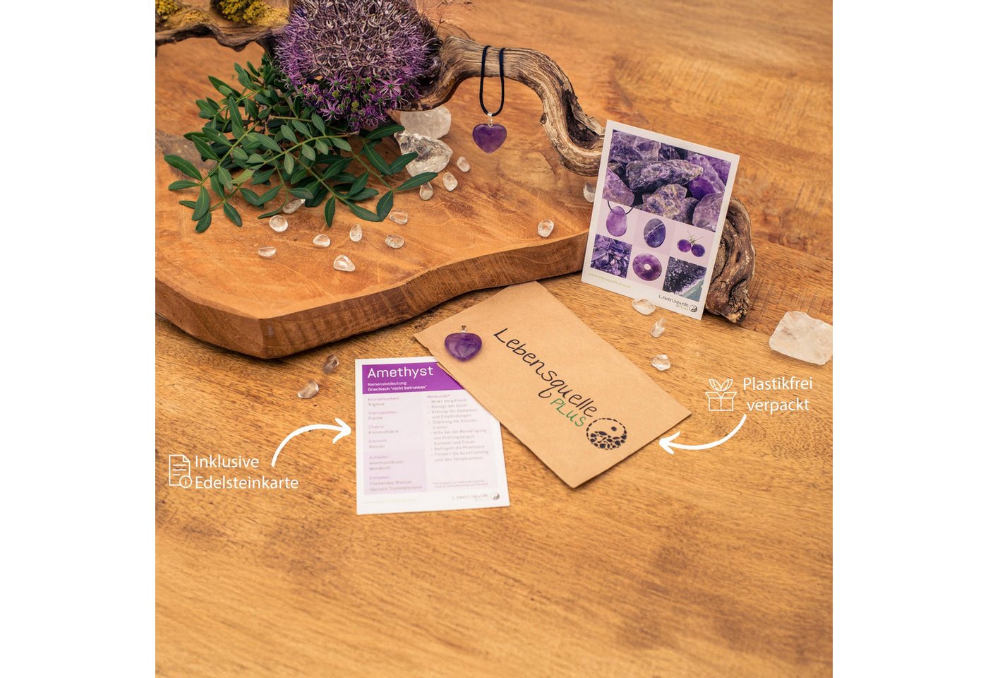 Lebensquelle Plus Kettenanhänger Amethyst, Herzanhänger – Bild 4 von 5