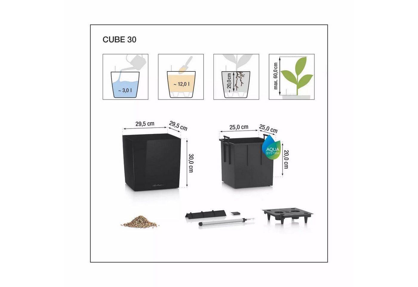 Lechuza® Blumentopf CUBE Color 40, sandbraun – Bild 2 von 5