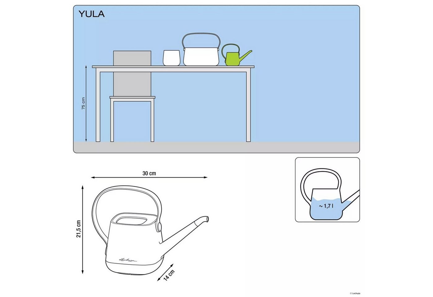 Lechuza® Gießkanne Yula 1,7L schiefergrau-taupe – Bild 3 von 3