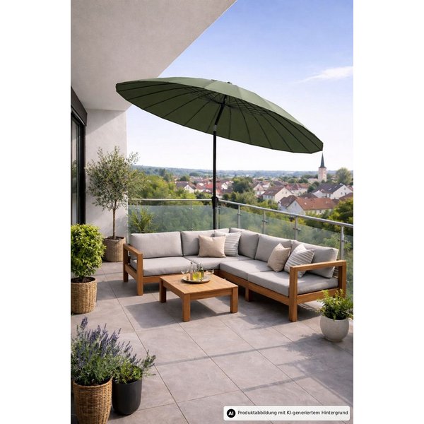 Leco Sonnenschirm Shanghai Sonnenschirm Balkonschirm Terrassenschirm Schirm, LxB: 250x260 cm, Kurbelbedienung, Abknickfunktion / Neigungsverstellung
