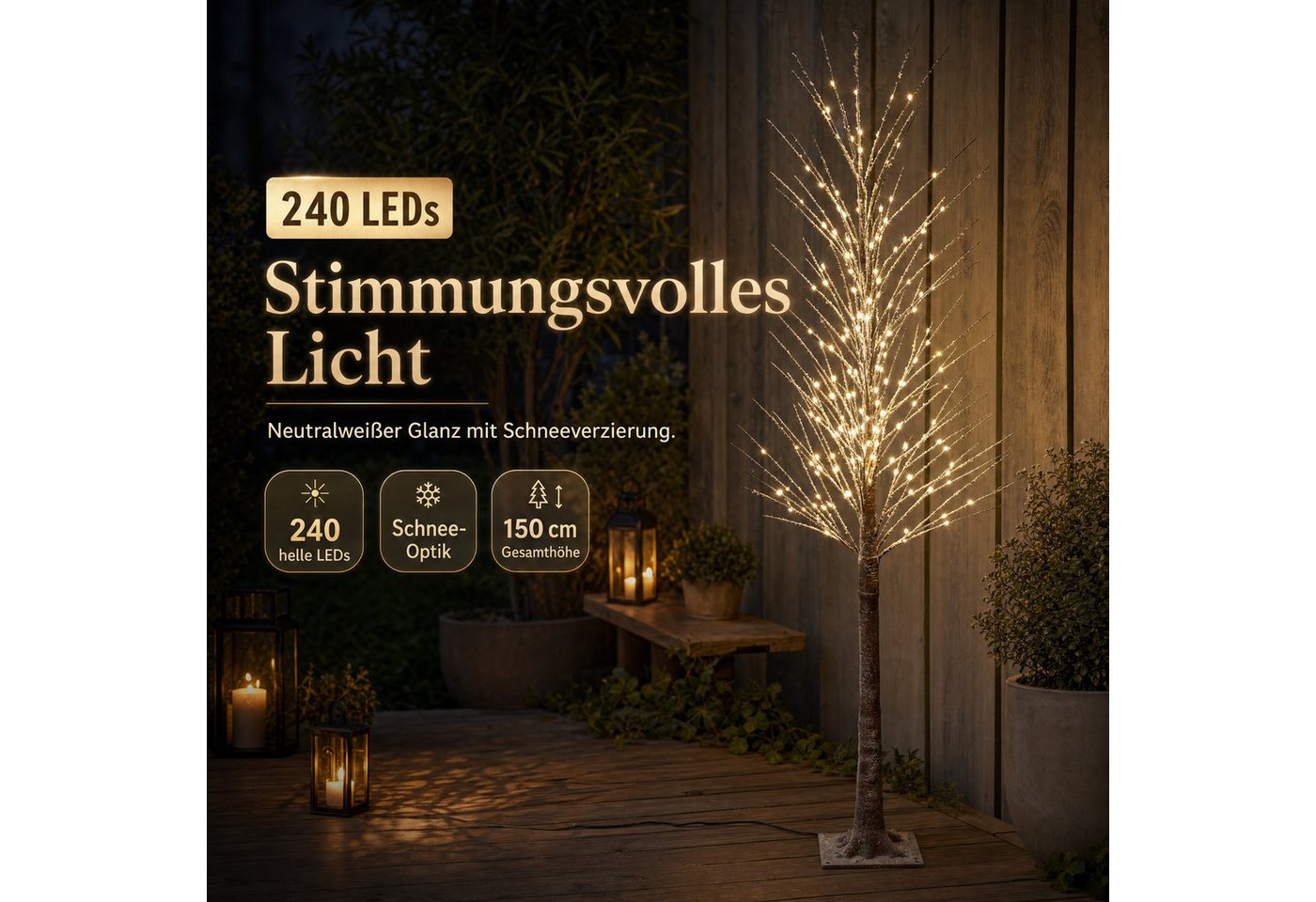 Northpoint LED Baum Northpoint LED-Baum 150 cm 240 LEDs mit Timer & Schnee – Bild 3 von 5