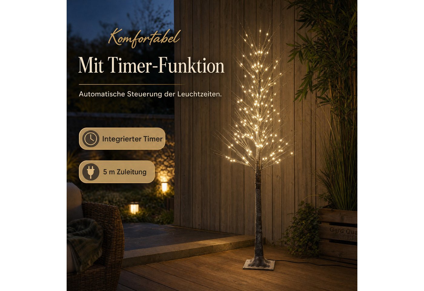 Northpoint LED Baum Northpoint LED-Baum 150 cm 240 LEDs mit Timer & Schnee – Bild 4 von 5