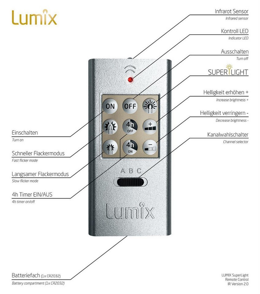 lumix LED-Christbaumkerzen LUMIX SuperLight Flame Mini Basis – Bild 3 von 5