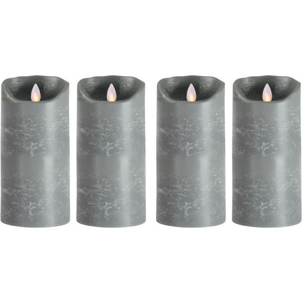 SOMPEX LED-Kerze Sompex Flame LED Echtwachskerzen 4er Set grau 18cm (Set, 4-tlg., 4 Kerzen, Höhe 18cm, Durchmesser 8cm), mit Timer, Echtwachs, täuschend echtes 