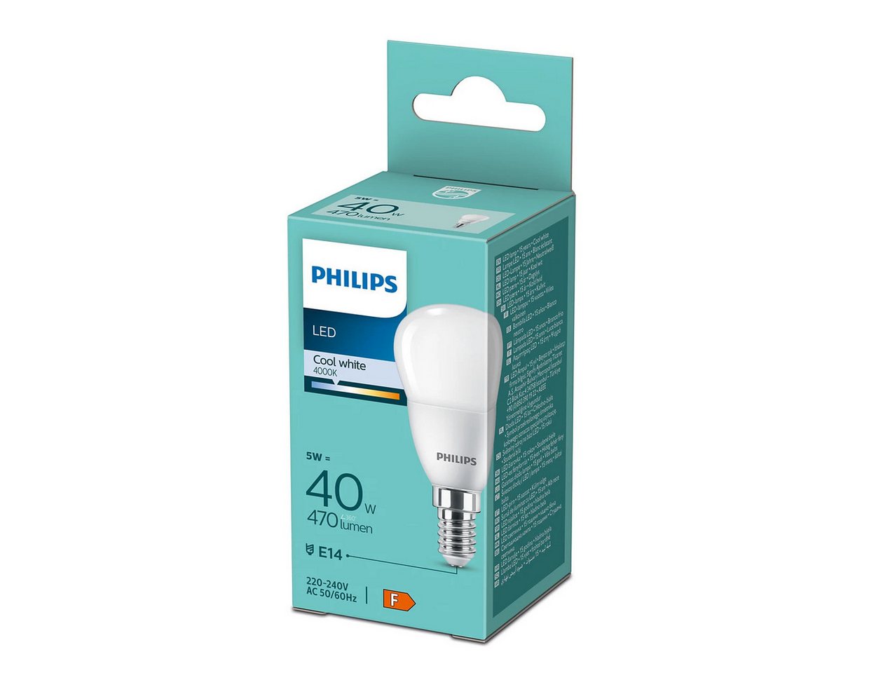 Philips LED-Leuchtmittel Philips LED E14 P45 Tropfenform 5W = 40W 470lm 230V Kaltweiß 4000K, E14, Kaltweiß, Tropfenform – Bild 2 von 2