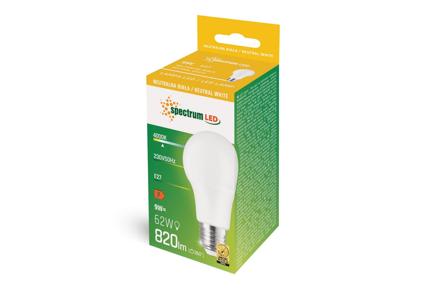 Spectrum LED-Leuchtmittel Spectrum LED E27 A60 Birnenform 9W 270° 820lm 230V Neutralweiß 4000K, E27, Neutralweiß – Bild 2 von 2