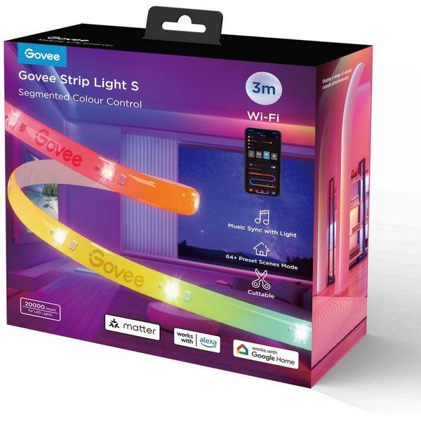 Govee LED Lichtleiste Govee RGBIC Strip Light S - With Protective Coating (3M)