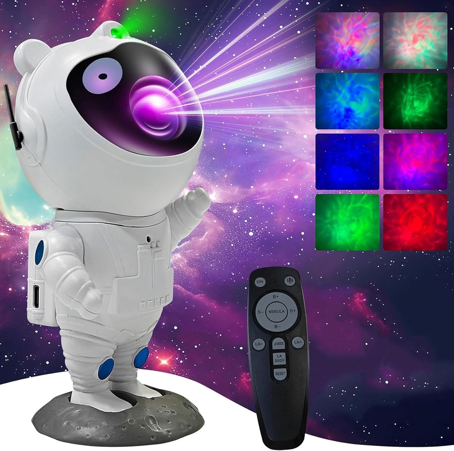 LED Sternenhimmel Lampe Projektor Astronaut Galaxy 360°Kinder LED Nachtlicht USB