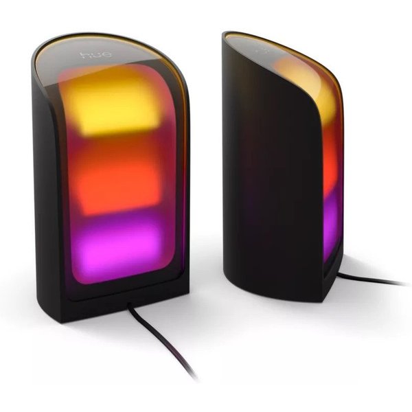 Philips Hue LED Tischleuchte Philips Hue Smarte LED-Leuchte Play Wallwasher Doppelpack schwarz, Farbsteuerung (RGB), Einstellbare Weißtöne (2000–6500 K), Dimmfu