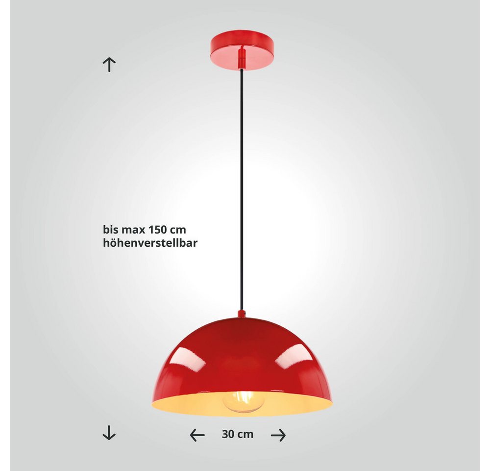 LED Universum Pendelleuchte "Jada" rot, 40W, Höhenverstellbar – Bild 2 von 5
