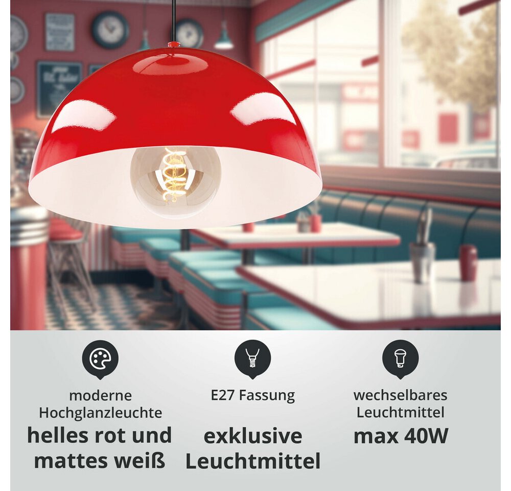LED Universum Pendelleuchte "Jada" rot, 40W, Höhenverstellbar – Bild 3 von 5