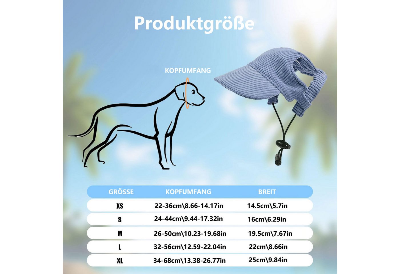 Ledander Baseball Cap Hunde Baseballmütze, Verstellbar Sommer Sonnenschutz Hut Sonnenhüte mit Ohrlöchern, Haustier Sommer Hut für Welpen Hunde Mütze – Bild 2 von 5