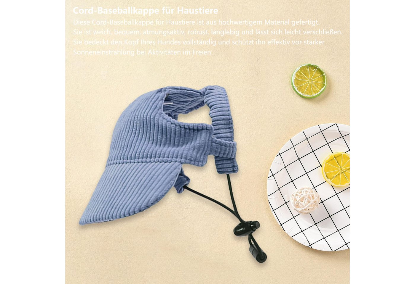 Ledander Baseball Cap Hunde Baseballmütze, Verstellbar Sommer Sonnenschutz Hut Sonnenhüte mit Ohrlöchern, Haustier Sommer Hut für Welpen Hunde Mütze – Bild 3 von 5