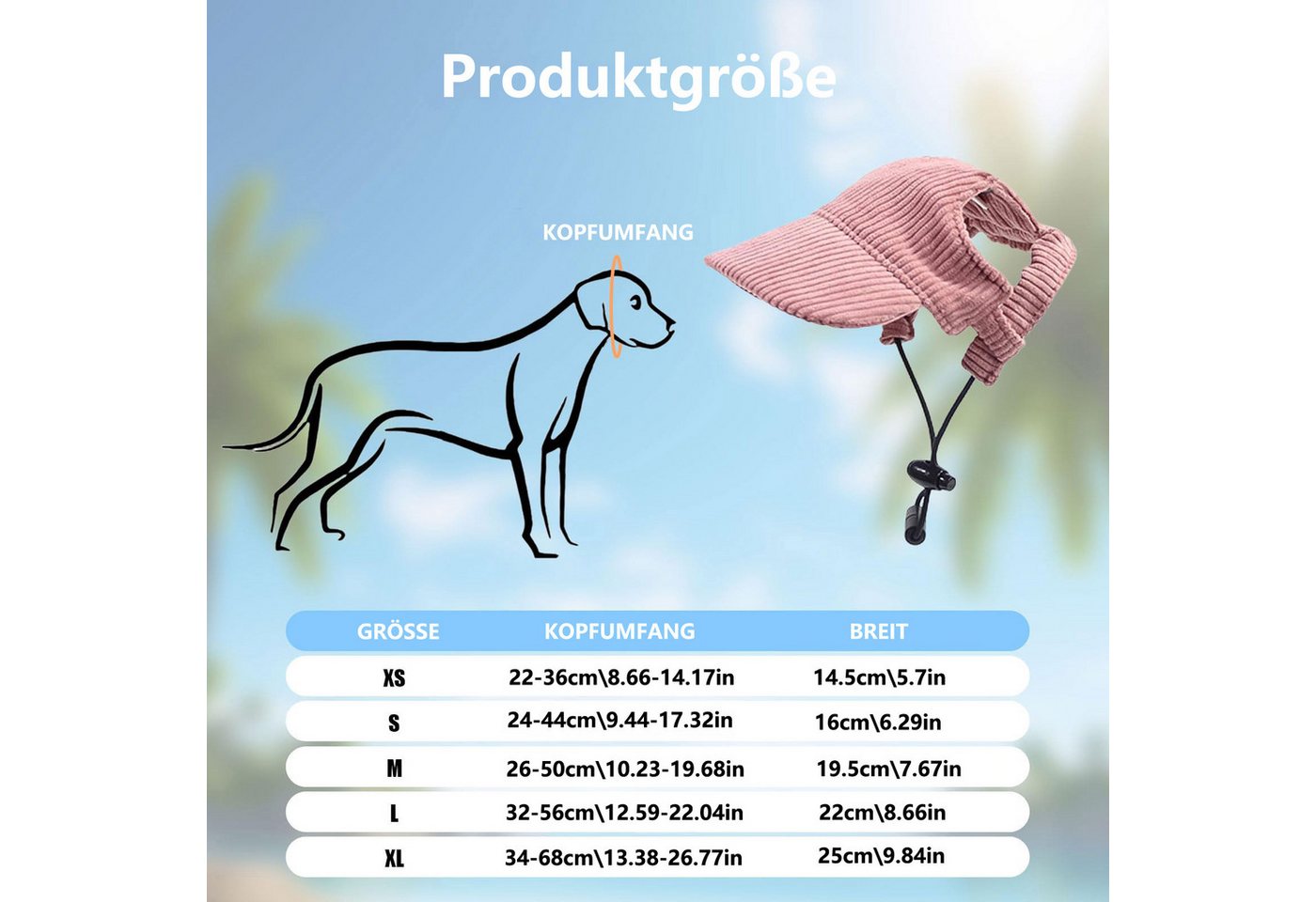 Ledander Baseball Cap Hunde Baseballmütze, Verstellbar Sommer Sonnenschutz Hut Sonnenhüte mit Ohrlöchern, Haustier Sommer Hut für Welpen Hunde Mütze – Bild 2 von 5