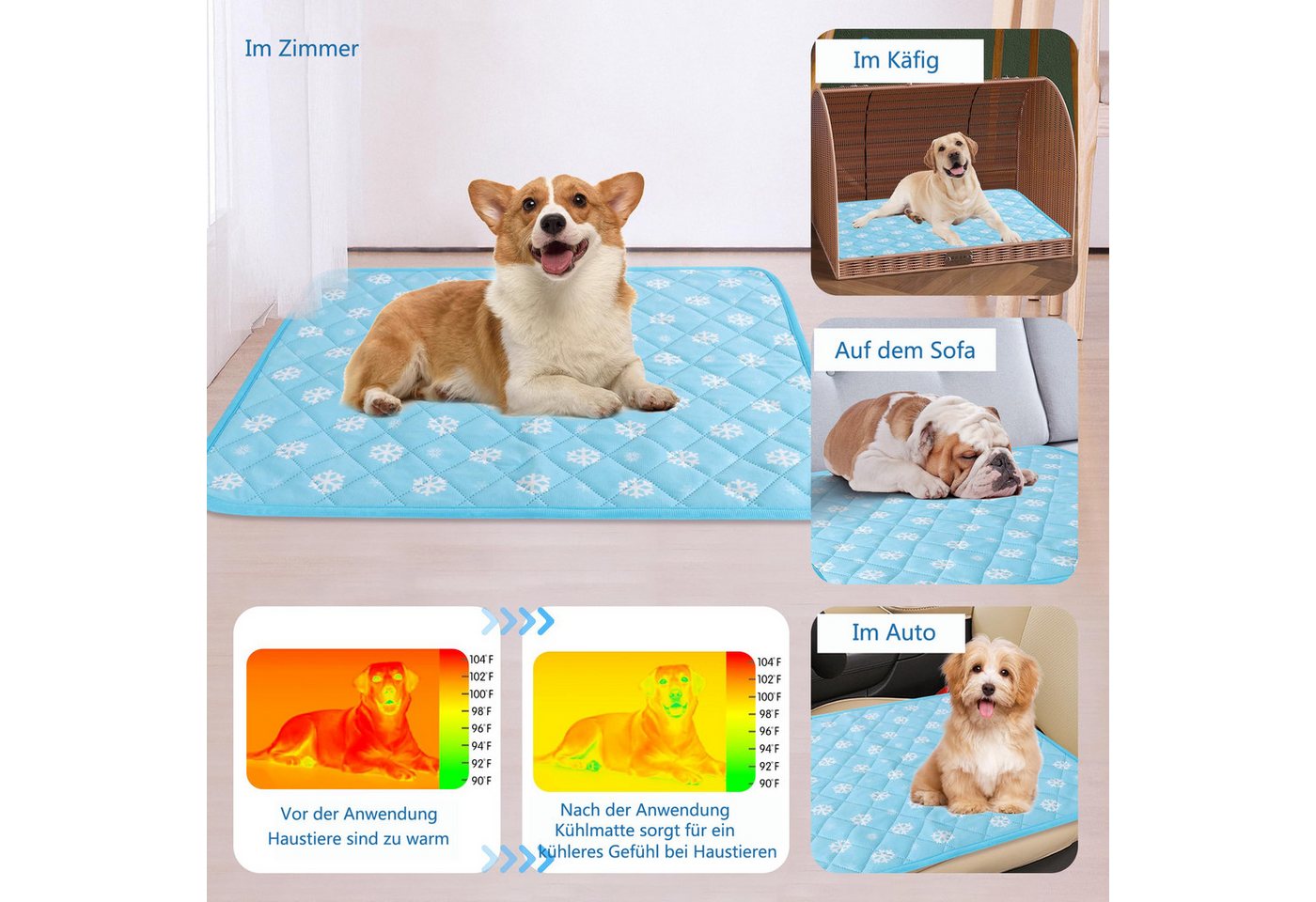 Ledander Hundematte Hundematte kühlmatte Hund, Waschbar Kühlkissen hundematte, für Zuhause Unterwegs oder im Auto – Bild 5 von 5