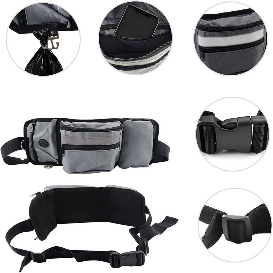 Ledander Leckerlibeutel Leckerlibeutel für Hunde,Bauchtasche für Hunde Zubehör, grau,Freihändige Hüfttasche für Hundetraining & Spaziergang – Bild 2 von 5