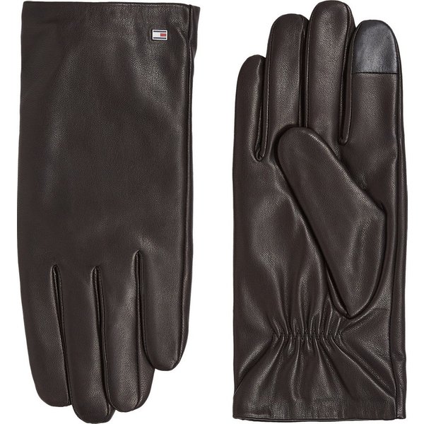 Tommy Hilfiger Lederhandschuhe ESSENTIAL FLAG LEATHER GLOVES mit Tommy Hilfiger Flagge