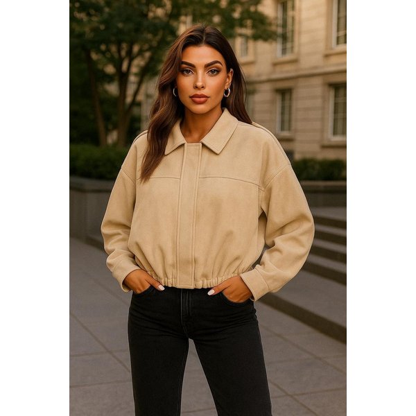 Worldclassca Lederimitatjacke Worldclassca Wildlederoptik Bomberjacke Zip Trench Übergangs Blouson Neue Kollektion - Stilvolle und gemütliche Mode für Damen