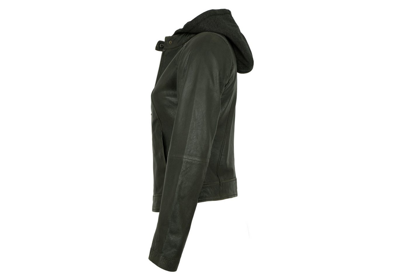 Jilani Lederjacke Ashley Jilani Collection - Damen Lederjacke Lammnappa Kapuze olive – Bild 2 von 5