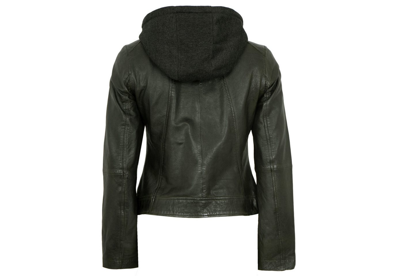 Jilani Lederjacke Ashley Jilani Collection - Damen Lederjacke Lammnappa Kapuze olive – Bild 4 von 5