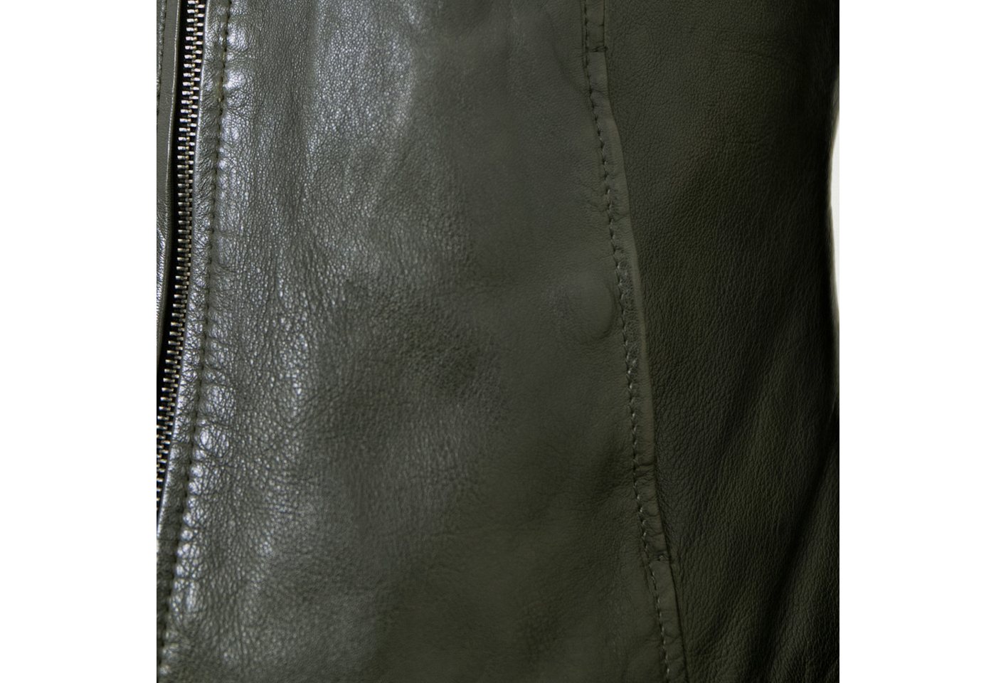 Jilani Lederjacke Ashley Jilani Collection - Damen Lederjacke Lammnappa Kapuze olive – Bild 5 von 5