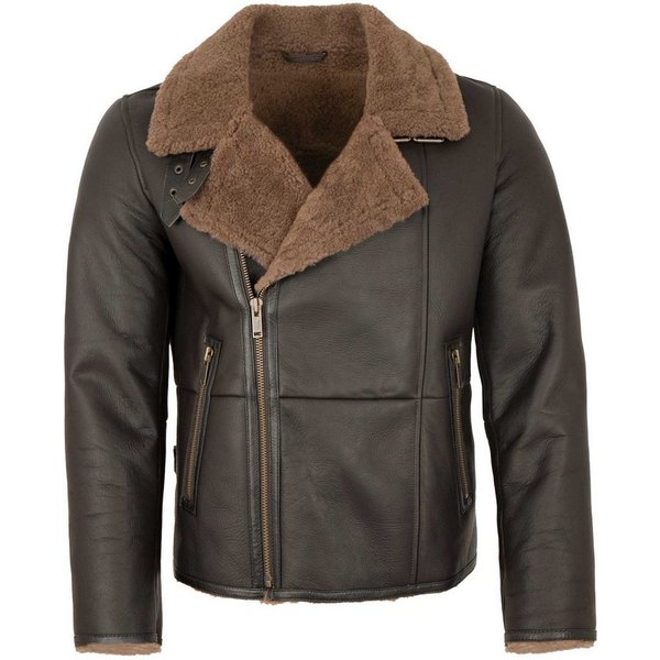 Jilani Lederjacke Aviator Jilani - Herren Lammfelljacke Lederjacke braun