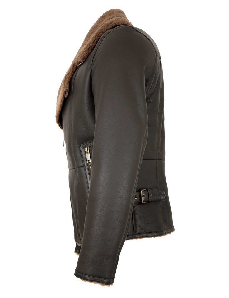 Jilani Lederjacke Aviator Jilani - Herren Lammfelljacke Lederjacke braun – Bild 2 von 5