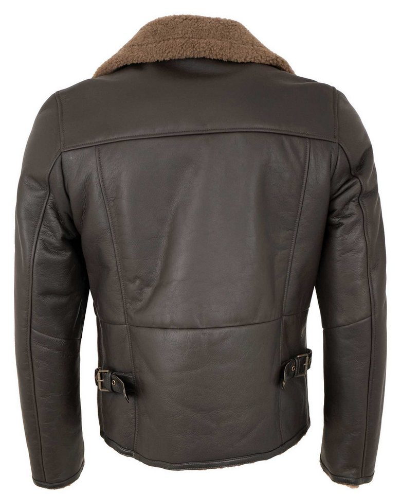 Jilani Lederjacke Aviator Jilani - Herren Lammfelljacke Lederjacke braun – Bild 3 von 5