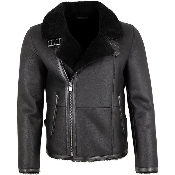 Jilani Lederjacke Aviator #KJ Jilani - Herren Lammfelljacke Lederjacke schwarz