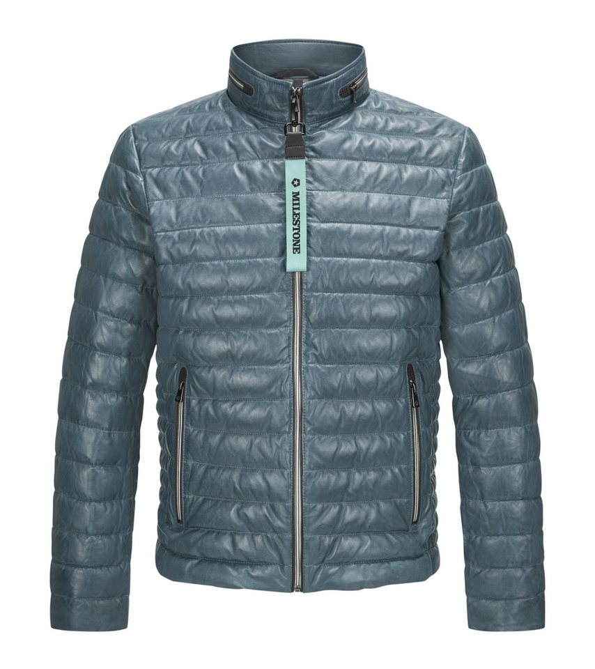 MILESTONE Lederjacke MSCortino Milestone - Herren Lederjacke Steppjacke Lammnappa himmelblau – Bild 2 von 5