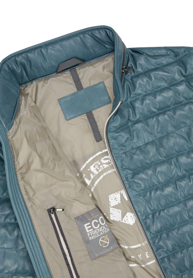 MILESTONE Lederjacke MSCortino Milestone - Herren Lederjacke Steppjacke Lammnappa himmelblau – Bild 4 von 5